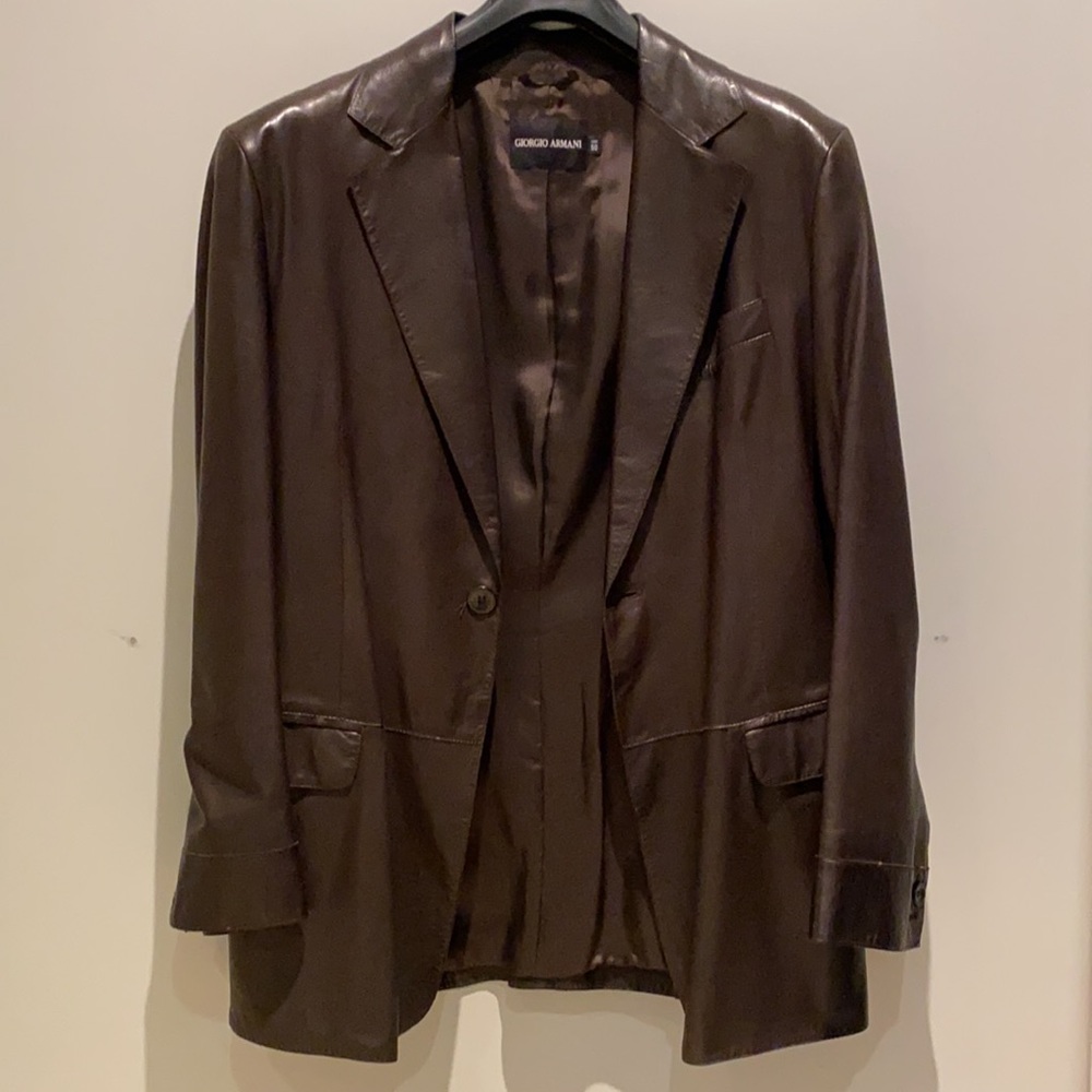 Giorgio Armani Men's Lamb Skin Leather Blazer Jacket